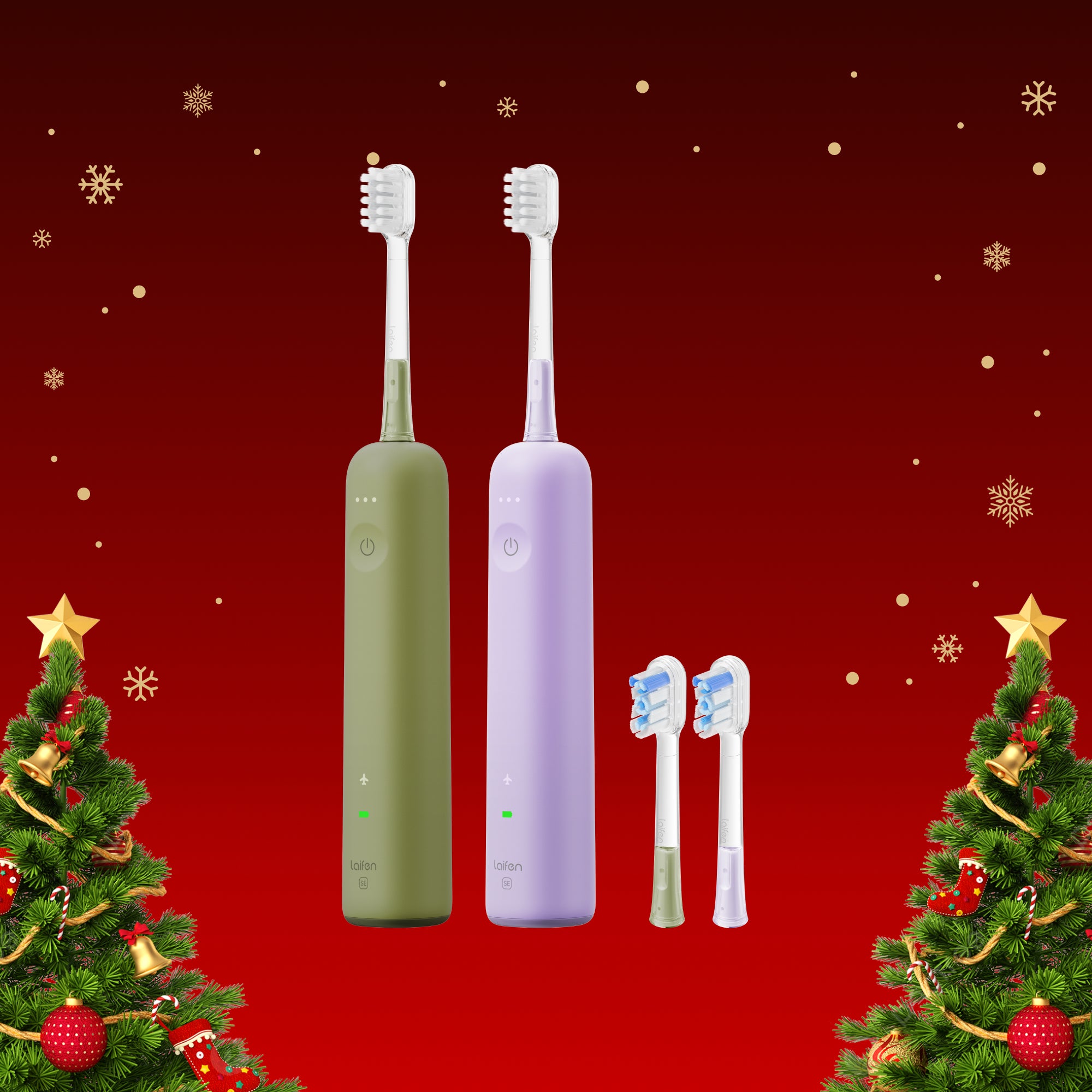 Laifen Wave Special electric toothbrush (green + purple) with 4 replacement heads | Laifen Christmas deal 2025