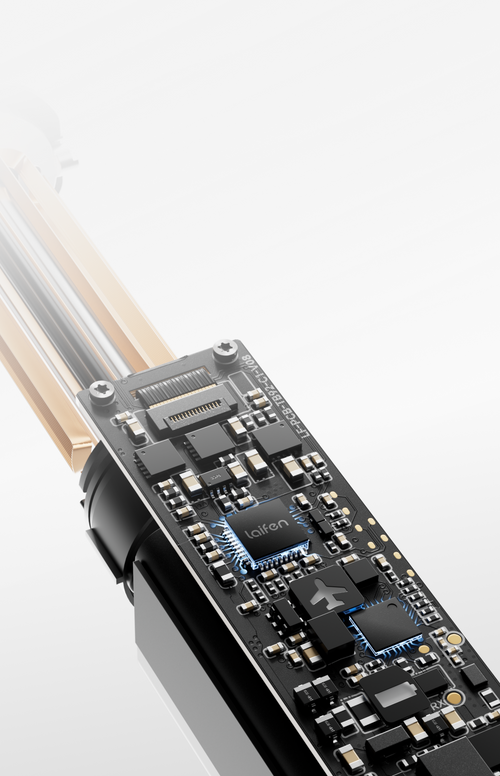 Close-up of a toothbrush with electronic components include AI things on a white background