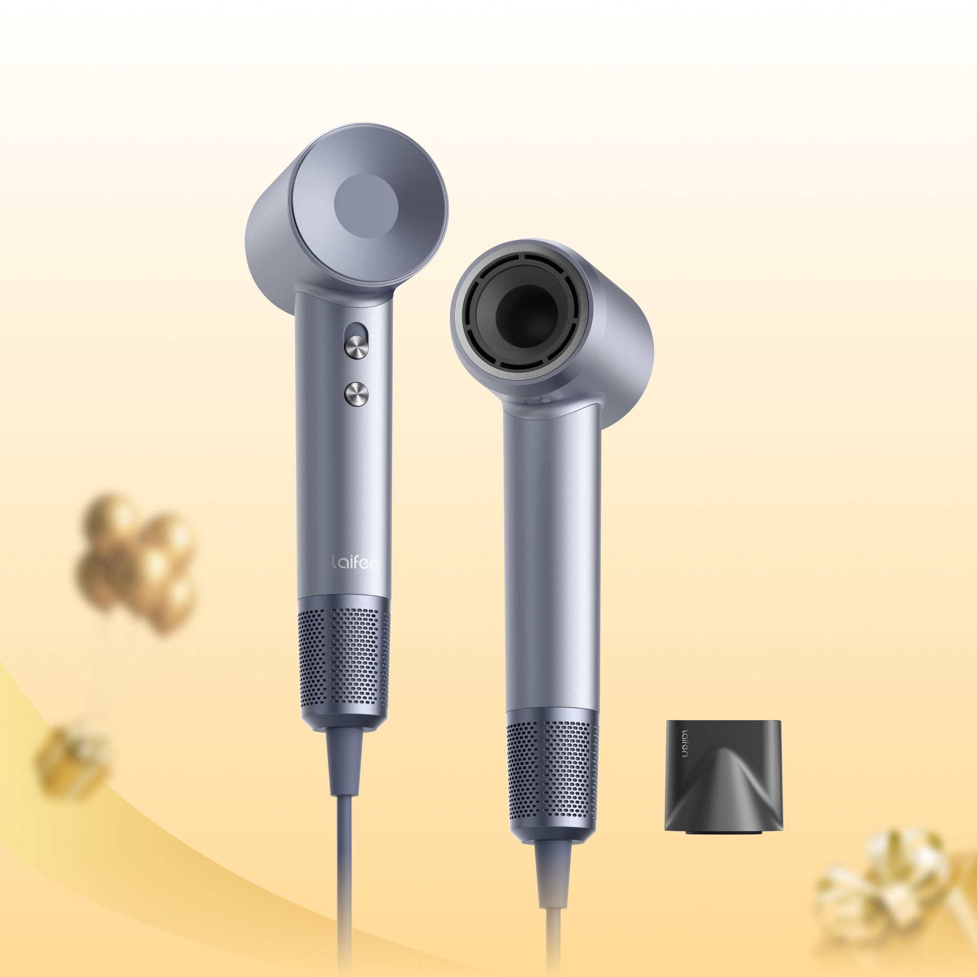 Laifen Swift Silver Hair Dryer with A Concentrator Nozzle to Blow Out Straight Hair Type Fast and Smooth