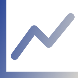 Gradient blue and gray icon with a curved line on a white background