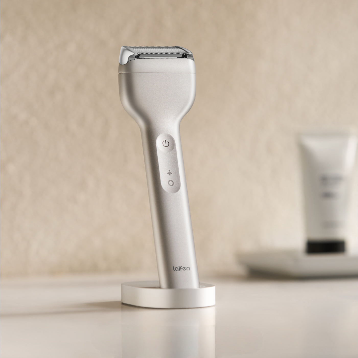 Laifen T1 Pro electric shaver with trimmer head and shaver stand accessory