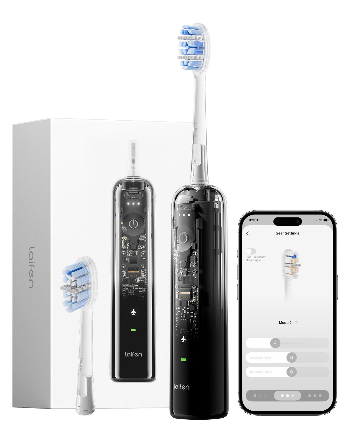 Laifen Wave Pro Electric Toothbrush Transparent Black Main Image Overall Review