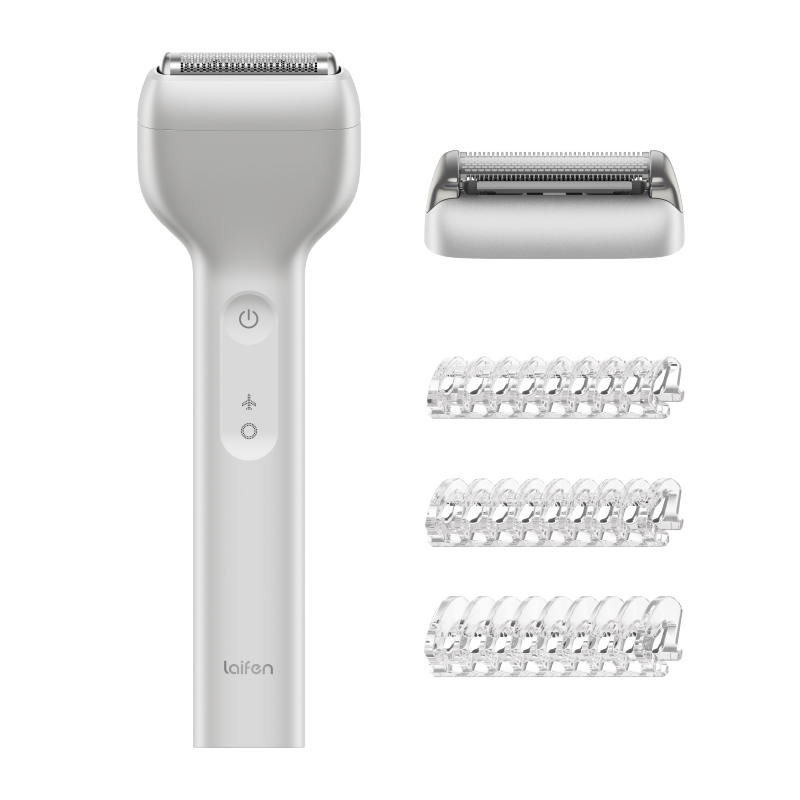 Laifen T1 Pro Electric Shaver with A Shaver Head, A Trimmer Head, and Three Trimmer Guards, Color in Silver