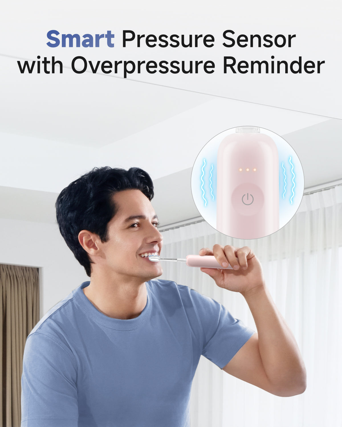 Laifen Wave Pro Electric Toothbrush ABS Pink Smart Pressure Sensor with Overpressure Reminder