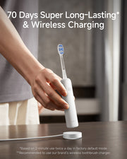 Laifen Wave Pro Best Electric Toothbrush ABS White Long TIme Runtime Up To 70 Days Wireless Charging Supported