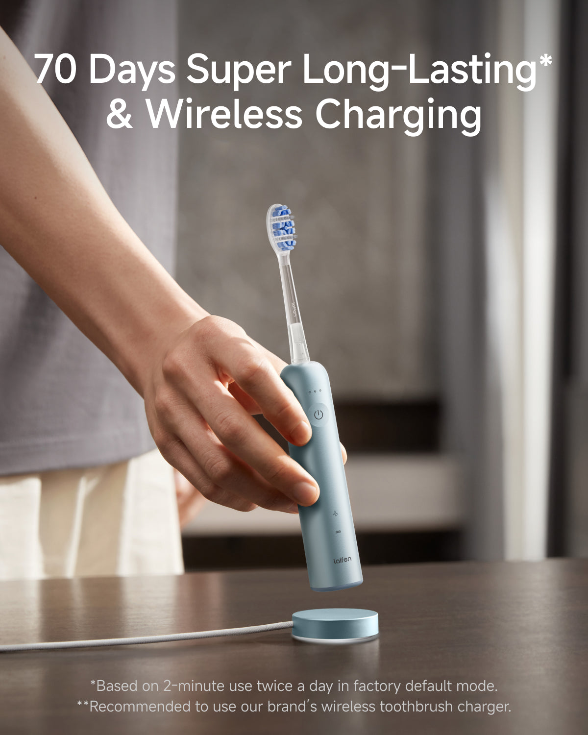 Laifen Wave Pro Electric Toothbrush Aluminum Alloy Blue 70 Days Super Long-Lasting & Wireless Charging