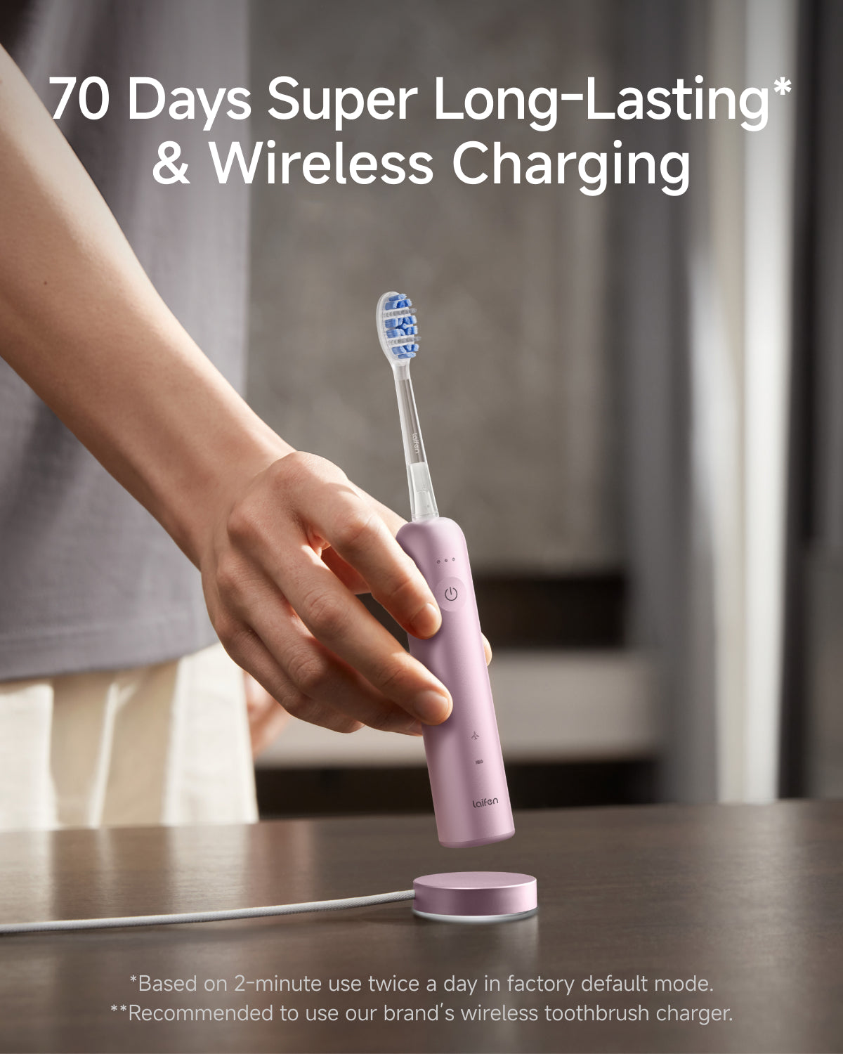 Laifen Wave Pro Electric Toothbrush Aluminum Alloy Pink 70 Days Super Long-Lasting & Wireless Charging