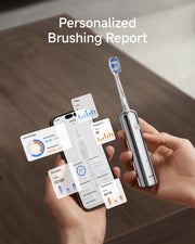 Laifen Wave Pro Electric Toothbrush Polished Stainless Steel Personalized Brushing Report