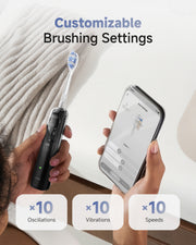 Laifen Wave Pro Electric Toothbrush Transparent Black Customizable Brushing Settings ×10 Oscillations ×10 Vibrations ×10 Speeds