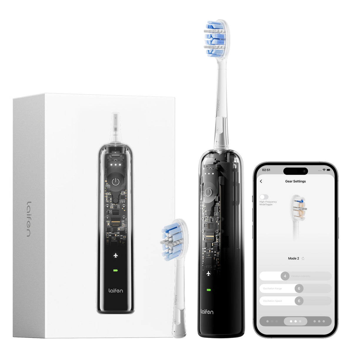 Laifen Wave Pro Electric Toothbrush Transparent Black Main Image Overall Review