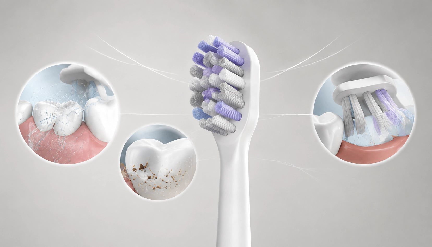 Person using an electric toothbrush in front of a mirror